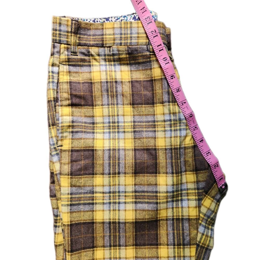 Alessandro Gherardeschi Yellow Tartan Plaid High Rise Wool Pants Womens 33"waist - Picture 6 of 7